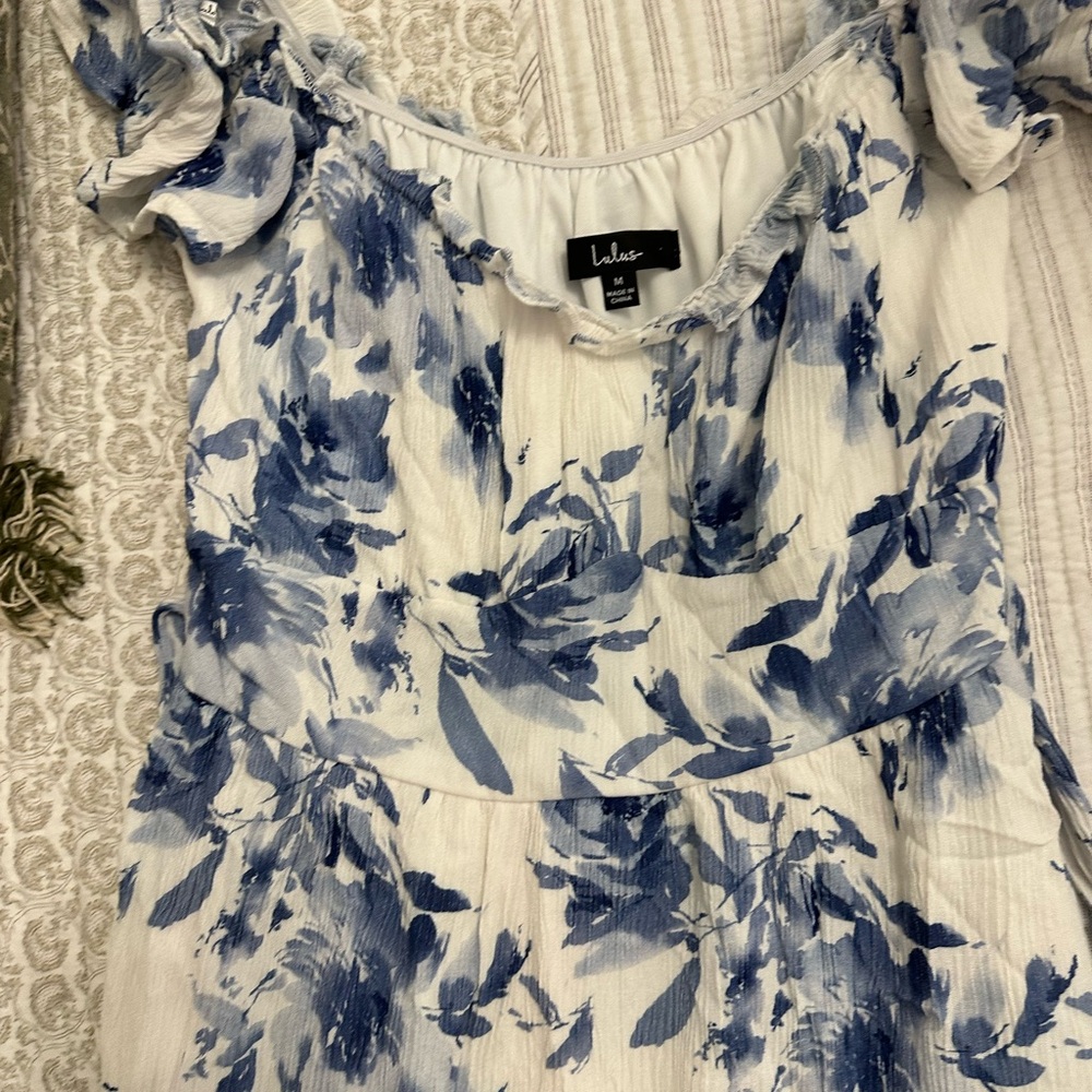 Lulu's Blue and White Floral Maxi Dress